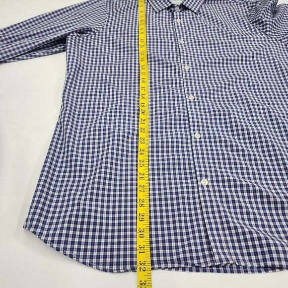Mizzen & Main Men's Shirt Button Up Blue Check Performance Trim Fit Size 2XL - Picture 6 of 10
